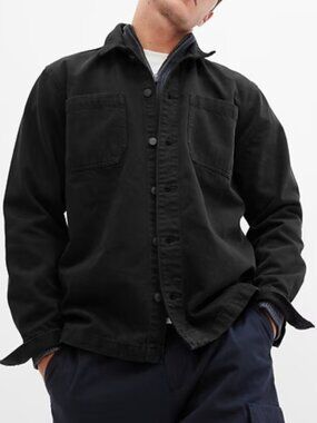 GAP Denim Utility Overshirt, True Black, Medium, EUC